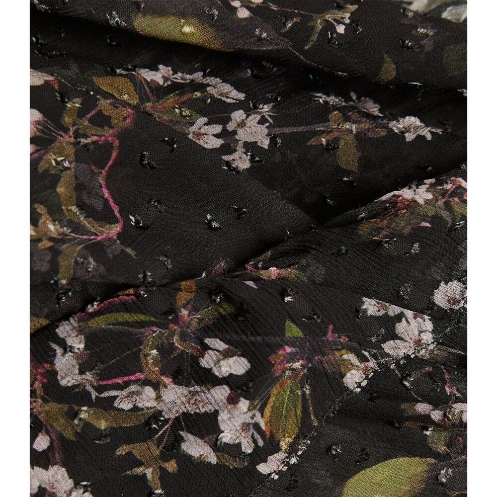 NWOT AllSaints women's Lara chiffon Shirt buttons closure Black Blouse Size 6 - Picture 5 of 14